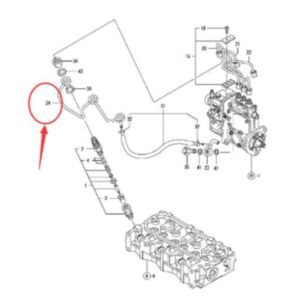 Return Pipe Assembly 119515-59540 for Yanmar 3TNV70-AJUV Engine Hitachi Excavator ZX17U-2 ZX17UNA-2