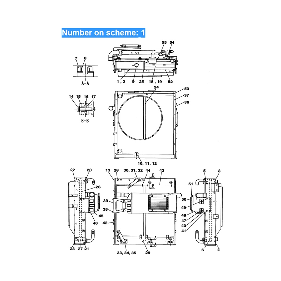 Compatible with Case Excavator CX240B CX240BLR Water Tank Radiator Core ASS'Y LN001870 LN002920 CX240B,CX240BLR