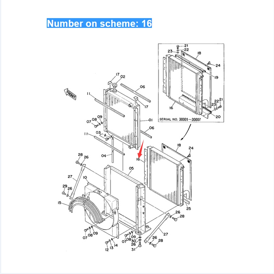 Compatible with Hitachi Excavator EX200 EX200K Hydraulic Oil Cooler ASS'Y 4208651 EX200,EX200K,RX2000