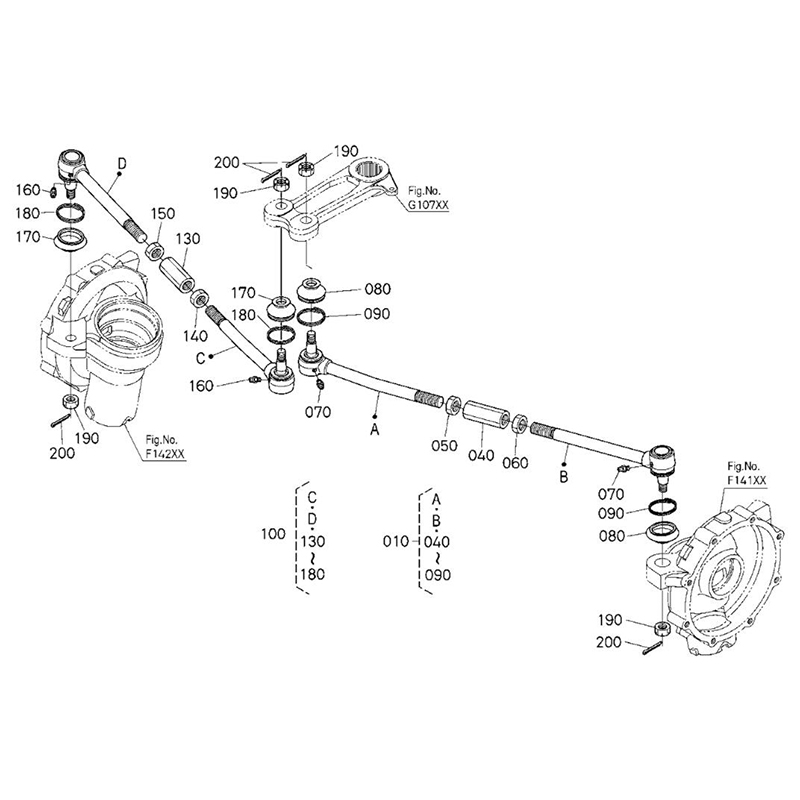 Engineered for Kubota Tractor L2501D L2501H L3200DT L3301DT L3301H L3800DT L3800H L3901DT L3901H - Tie Rod TC420-13740 TC42013740 TC220-13740 TC22013740 L2501D, L2501H, L3200DT, L3200H, L3301DT, L3301H, L3800DT, L3800H, L3901DT, L3901H, L2800DT/HST, L3